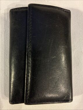 Buxton tri-fold key holder wallet Genuine Leather Metal Key Hangers Snaps VTG